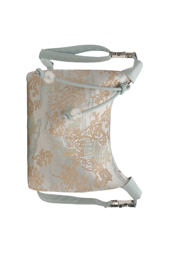 Women Chinese Elegant Weaving Handbag Soft Nylon Fashionable Shoulder Crossbody Bag with Adjustable Strap Small Purse