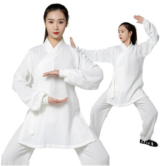 Women Chinese Traditional Cotton Linen Clothing Wudang Tai Chi Practice Martial Art Uniform Taoist Kung Fu
