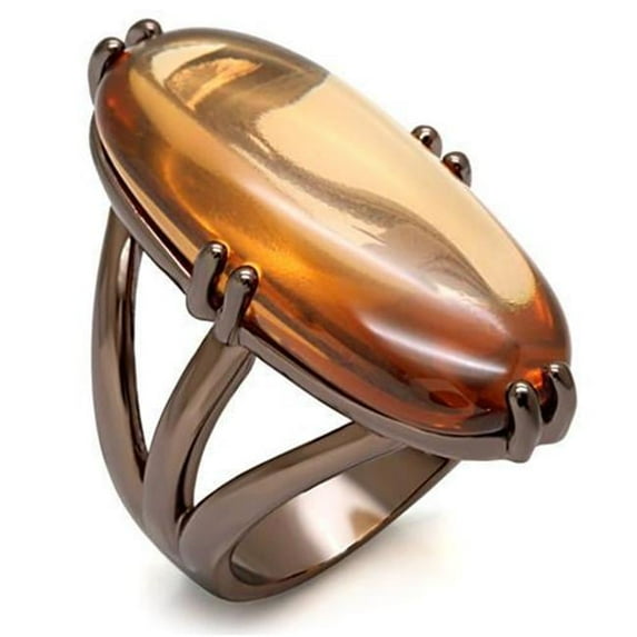 Women Chocolate Gold Brass Ring with AAA Grade CZ in Champagne - Size 7