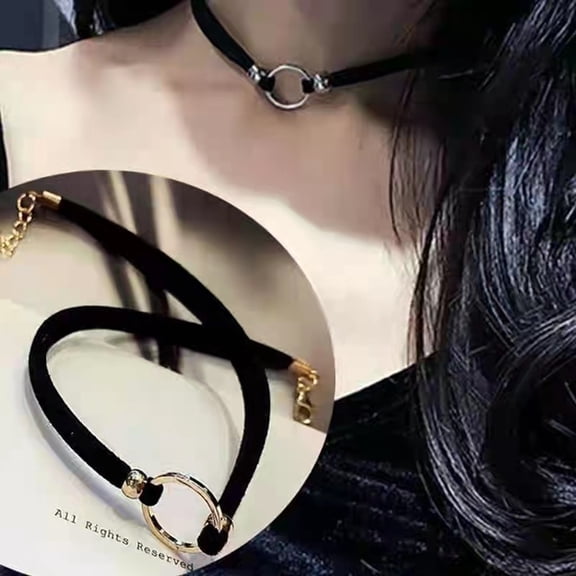 Women Choker Fine Workmanship Temperament Gothic Stretch Geometric Decorative Jewelry Faux Velvet Gothic Choker Necklace for Dating