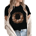 thumbnail image 1 of Women Christ Died And Lived Easter Wreath Graphic Tees Cotton Crew Neck T Shirt fun Tops Black S-5XL, 1 of 5