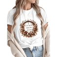 thumbnail image 1 of Women Christ Died And Lived Easter Wreath Graphic Tees Cotton Crew Neck T Shirt fun Tops White S-5XL, 1 of 4