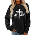 thumbnail image 1 of Women Christian Sweatshirt Cross and Jesus Graphic Shirt Casual Loose Long Sleeve Crew Neck Top, 1 of 5