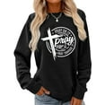 thumbnail image 1 of Women Christian Sweatshirt Pray On It Graphic Shirt Christian Religious Loose Crew Neck Top, 1 of 5