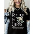 thumbnail image 1 of Women Christian T-Shirts Rooted in Christ Graphic Shirt Casual Loose Crew Neck Top, 1 of 5