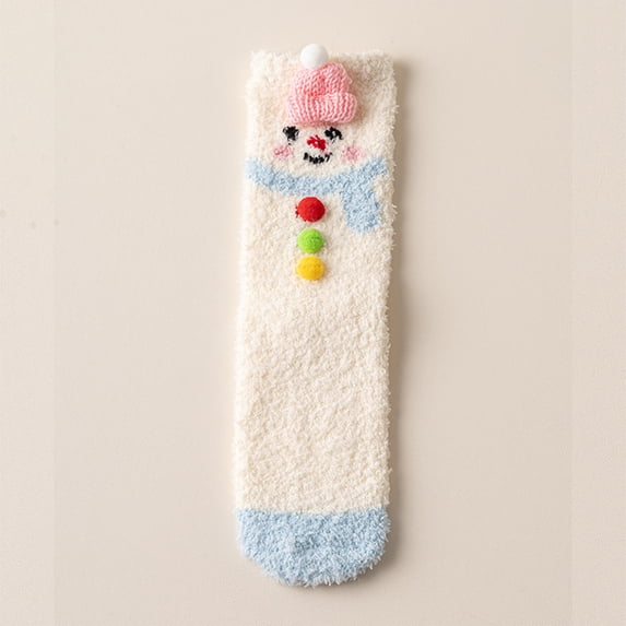 Women Christmas 3D Cartoon Mid Calf Socks Cute Cozy Floor Sleeping Socks Holiday Gift One Size