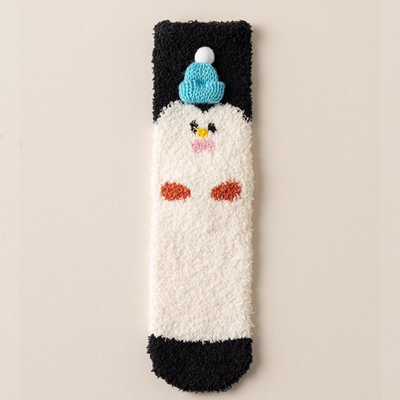 Women Christmas 3D Cartoon Mid Calf Socks Cute Cozy Floor Sleeping Socks Holiday Gift One Size