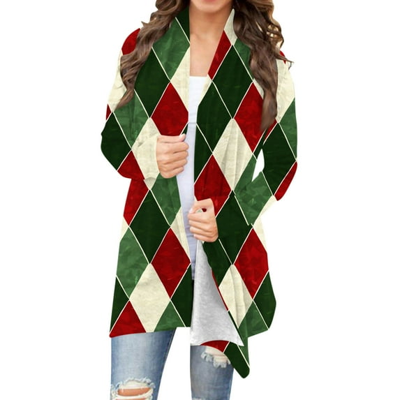 Women Christmas Cardigan Trendy 2025 Holiday Long Sleeve Loose Fit Open Front Xmas Theme Party Fall Casual Outerwear