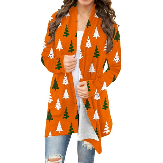Women Christmas Cardigan Trendy 2025 Xmas Tree Casual Long Sleeve Open Front Trendy Comfy Lightweight Fall Outerwear