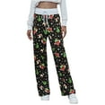 thumbnail image 1 of Women Christmas Casual Pants Floral Striped Lougue Soft Pants Trousers, 1 of 9
