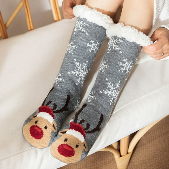 Women Christmas Clearance Clothing under 5$,Women Christmas Soft Fuzzy Socks,Crew Socks for Home Christmas Gift