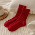 thumbnail image 1 of Women Christmas Crew Socks 6‑Pairs Set, Cable Knit Warm Winter Festive Socks with Storage Bag, Assorted Xmas Patterns, 1 of 5
