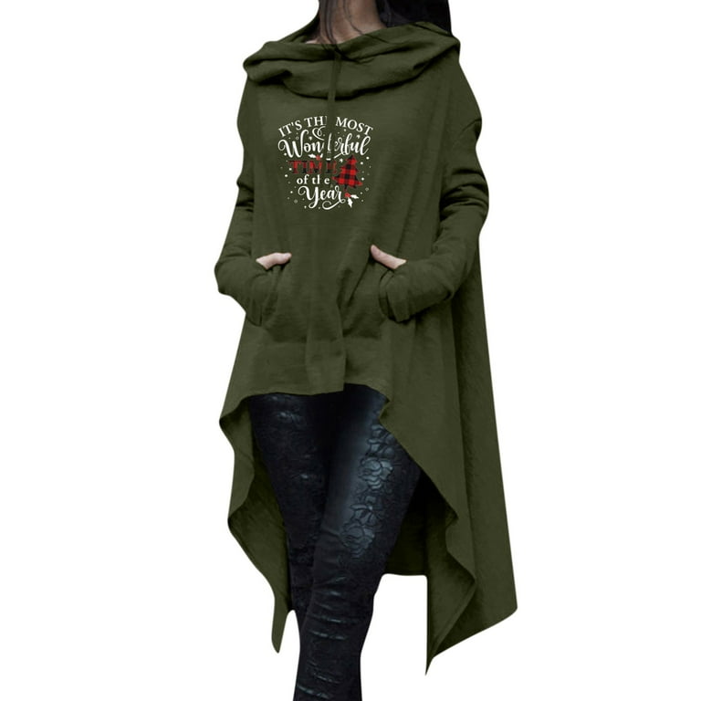 New Women Christmas Custom Gold Deer Print Pullover Hoodies
