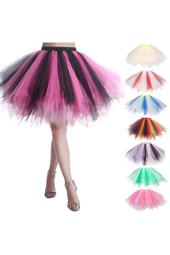 Women Christmas Dance Party Patchwork Tulle Skirt Holiday Party TuTu Ballet Skirts