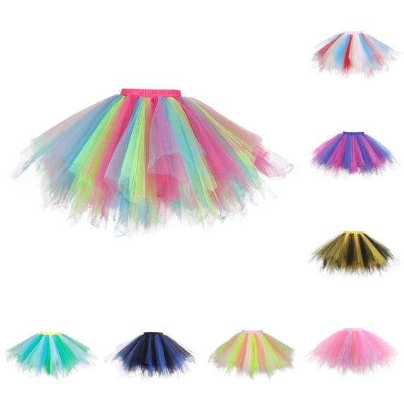 Women Christmas Dance Party Patchwork Tulle Skirt Holiday Party TuTu Ballet Skirts