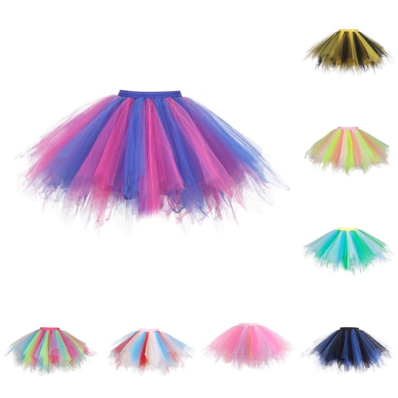 Women Christmas Dance Party Patchwork Tulle Skirt Holiday Party TuTu Ballet Skirts