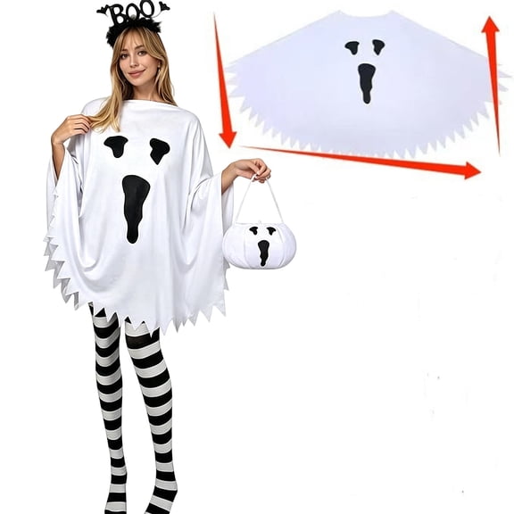 Women Christmas Dress Up For Women Halloween Ghost Face 4 Piece Costu-me,White