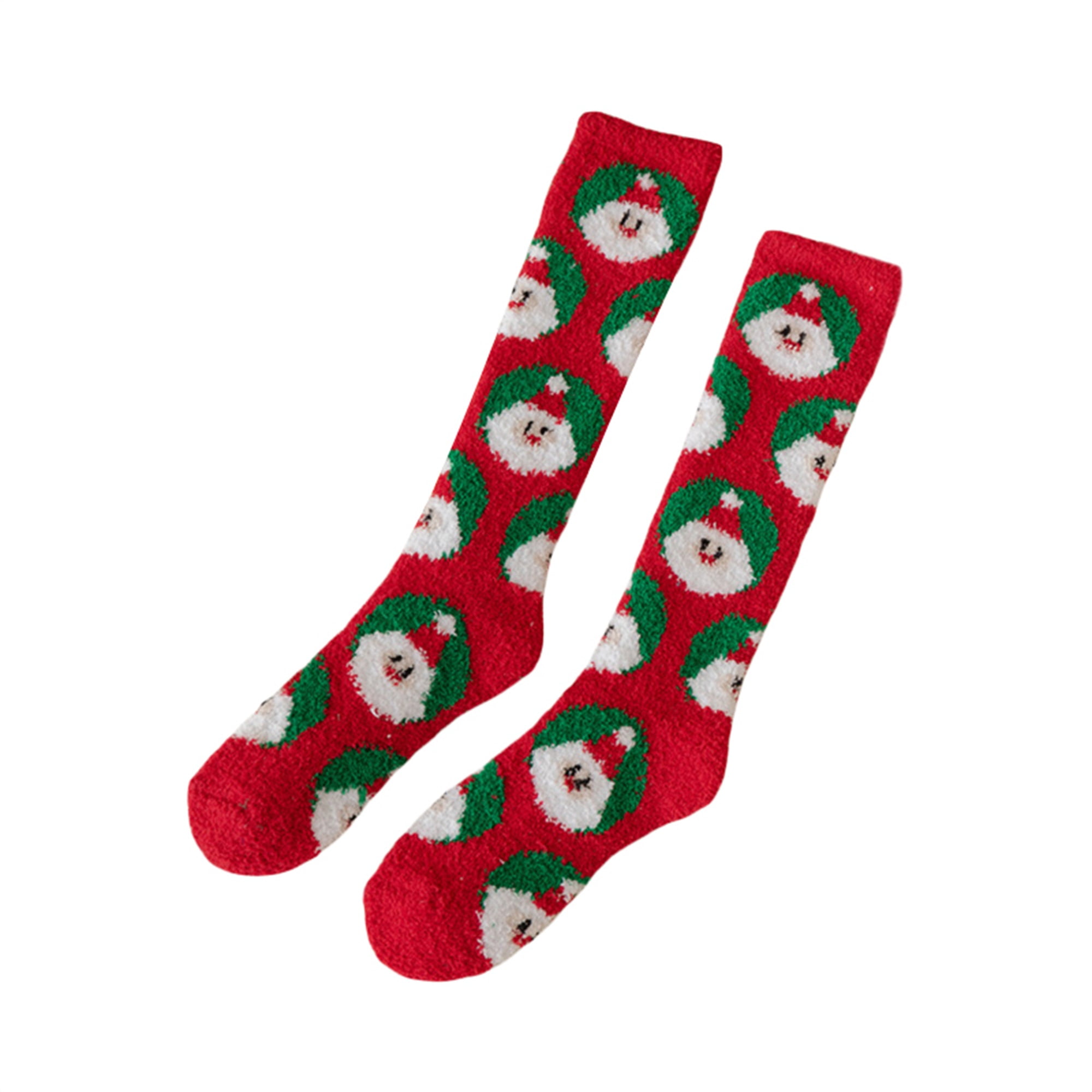 Women Christmas Fuzzy Knee High Socks Fall Winter Slipper Socks Xmas Cozy Sleeping Socks for