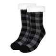 thumbnail image 1 of Women Christmas Fuzzy Socks, Socks Plaid Printed Velvet Thick Warm Cozy Striped Socks, Crew Socks Cute Adult Home Soft Slipper Socks,Z3-Grey,One Size, 1 of 5
