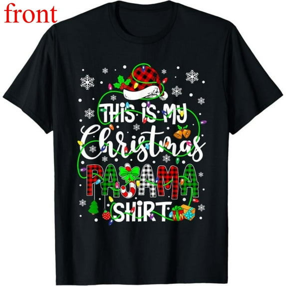 Women Christmas Graphic Comfortable T Shirt Casual Breathable Short Sleeve Round Neck Top Black S-5XL