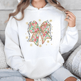 thumbnail image 1 of Women Christmas Letter floral bow pattern Fashion and Comfortable Breathable Hooded long-sleeved White,S-2XL, 1 of 6