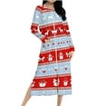 thumbnail image 1 of Women Christmas Nightgown Long Sleeve Zipper Front Robes Full Length Xmas Graphic Pajama Dress Loungewear (S, Light Blue), 1 of 7