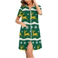 thumbnail image 1 of Women Christmas Nightgown Zip Front Short Sleeve Sleepwear Soft Fleece Loungewear House Dress Nightshirt, 1 of 7