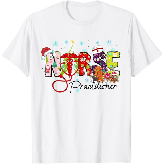 Women Christmas Nurse Practitioner Nurse Crew Stethoscope T-Shirt