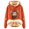 thumbnail image 1 of Women Christmas Outfit Adorable Cow Print Lined Hoodie Women Cozy Warm Long Sleeve Casual Fashion Sweatshirt For Winter Comfort Orange 4XL, 1 of 3