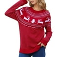 thumbnail image 1 of Women Christmas Outfit Elegant Fair Isle Knit Pullover Sweater for Women Cozy Winter Wear Soft Yarn Comfortable Loose Fit Casual Turtleneck Top Cold Weather Fashion Red S, 1 of 6