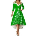 thumbnail image 1 of Women Christmas Outfit Elegant Holiday Party Dress For Festive Dinner Evening Gala Celebration Comfortable Flowy Design Green 2XL, 1 of 5