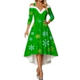 thumbnail image 1 of Women Christmas Outfit Elegant Holiday Party Dress For Festive Dinner Evening Gala Celebration Comfortable Flowy Design Green L, 1 of 5