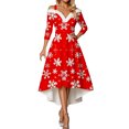 thumbnail image 1 of Women Christmas Outfit Elegant Holiday Party Dress For Festive Dinner Evening Gala Celebration Comfortable Flowy Design Red 3XL, 1 of 5