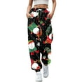 thumbnail image 1 of Women Christmas Outfit Festive High Waisted Stretch Sweatpants For Women With Lace Up Detail And Comfortable Holiday Print Design Blue XL, 1 of 5