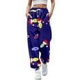 thumbnail image 1 of Women Christmas Outfit Festive High Waisted Stretch Sweatpants For Women With Lace Up Detail And Comfortable Holiday Print Design Purple 2XL, 1 of 5