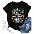 thumbnail image 1 of Women Christmas Outfit Festive Holiday Letter Graphic Women's Casual Tee Round Neck Short Sleeve Top for Seasonal Comfort and Style Black L, 1 of 2