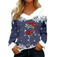 thumbnail image 1 of Women Christmas Outfit Festive Holiday Long Sleeve T-Shirt For Women Soft Comfortable Daily Wear Relaxed Fit Blouse Seasonal Celebration Cozy Outfit Blue 3XL, 1 of 4