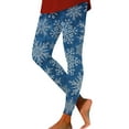 thumbnail image 1 of Women Christmas Outfit Festive Snowflake Print Ladies High Waisted Workout Leggings for Yoga Fitness and Exercise Comfort Blue 2XL, 1 of 4