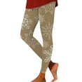 thumbnail image 1 of Women Christmas Outfit Festive Snowflake Print Ladies High Waisted Workout Leggings for Yoga Fitness and Exercise Comfort Brown S, 1 of 4