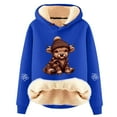 thumbnail image 1 of Women Christmas Outfit Stylish Cow Print Hoodie Women Cozy Warm Long Sleeve Casual Pullover Soft Lined Winter Fashion Outerwear Top Blue 4XL, 1 of 3