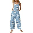 thumbnail image 1 of Women Christmas Outfit Stylish Women's Casual Christmas Print Jumpsuit Featuring Convenient Side Pockets For Everyday Comfort And Festive Seasonal Fashion Blue M, 1 of 5