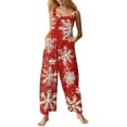 thumbnail image 1 of Women Christmas Outfit Stylish Women's Casual Christmas Print Jumpsuit Featuring Convenient Side Pockets For Everyday Comfort And Festive Seasonal Wear Red XL, 1 of 5