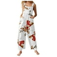 thumbnail image 1 of Women Christmas Outfit Stylish Women's Casual Christmas Print Jumpsuit Featuring Convenient Side Pockets For Everyday Comfort And Festive Seasonal Wear White 3XL, 1 of 6