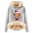 thumbnail image 1 of Women Christmas Outfit Western Christmas Print Women's Hooded Sweatshirt Festive Holiday Girly Cozy Pullover Top Blue XL, 1 of 4