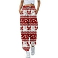 thumbnail image 1 of Women Christmas Outfit Women's Casual Christmas Print Baggy Sweatpants with Pocket Ankle Strap High Waisted Design for Festive Comfort Pink 2XL, 1 of 4