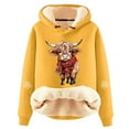 thumbnail image 1 of Women Christmas Outfit Women's Casual Hoodie With Adorable Cow Print Fashionable Long Sleeve Pullover For Everyday Cozy Comfort Yellow XL, 1 of 3
