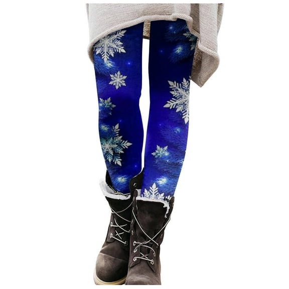 Women Christmas Outfit Women's Festive Holiday Print Fashionable Casual Slim Fit Stretchable Leggings Comfortable Trousers for Everyday Wear Blue S