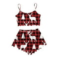 thumbnail image 1 of Women Christmas Outfit Women's Festive Reindeer Print Sleepwear Set Sleeveless V-Neck Top and Shorts Comfortable Nightwear Outfit Pink S, 1 of 4