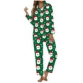 thumbnail image 1 of Women Christmas Outfit Women's Festive Santa Printed Long Sleeve Button Front Pocket Pajama Set for Cozy Home Wear and Holiday Comfort Green M, 1 of 5