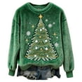 thumbnail image 1 of Women Christmas Outfit Women's Soft Pullover Sweater Winter Warm Crewneck Casual Long Sleeve Holiday Season Comfortable Loungewear Outfit Everyday Wear Green 5XL, 1 of 3